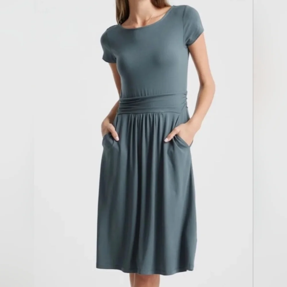 Quince | Dresses | Quince Midi Dress In Steel Gray | Poshmark